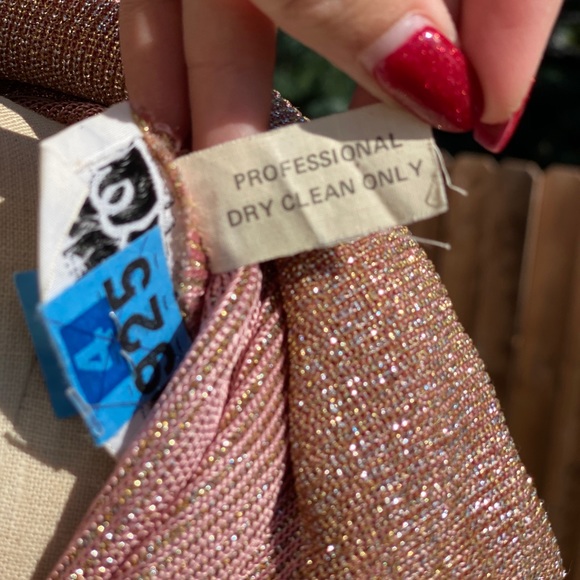 Vintage designer shiny sparkly rose gold tinted beige long knit so cute - Picture 6 of 7